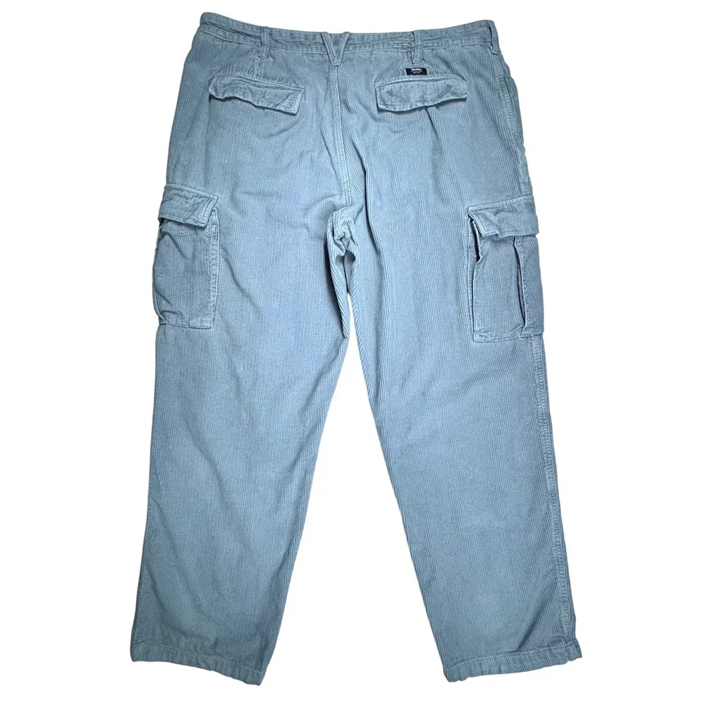 Vans Corduroy Cargo Pants Mens‎ 40 Loose Tapered Fit Blue Grey Skater Utility